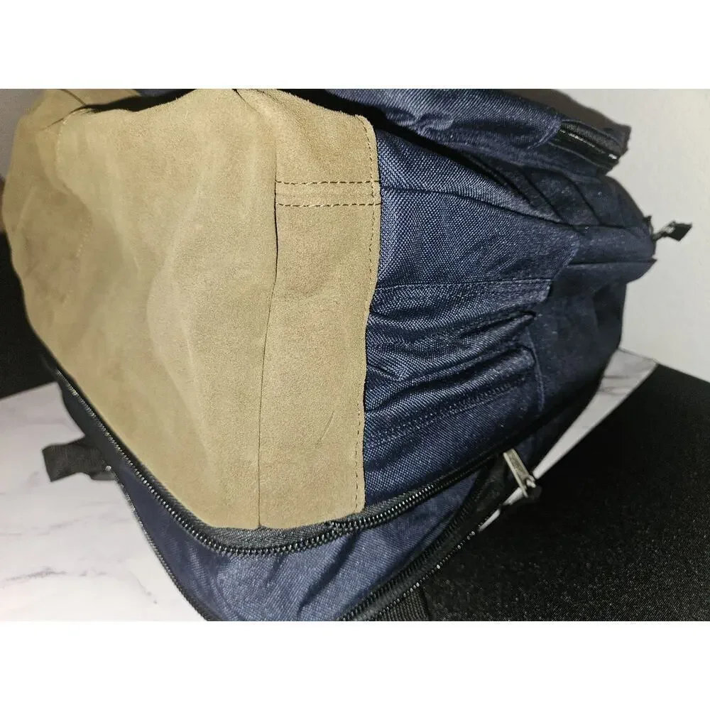 NWT! Compass USA expandable backpack in navy blue and brown 18x12x9